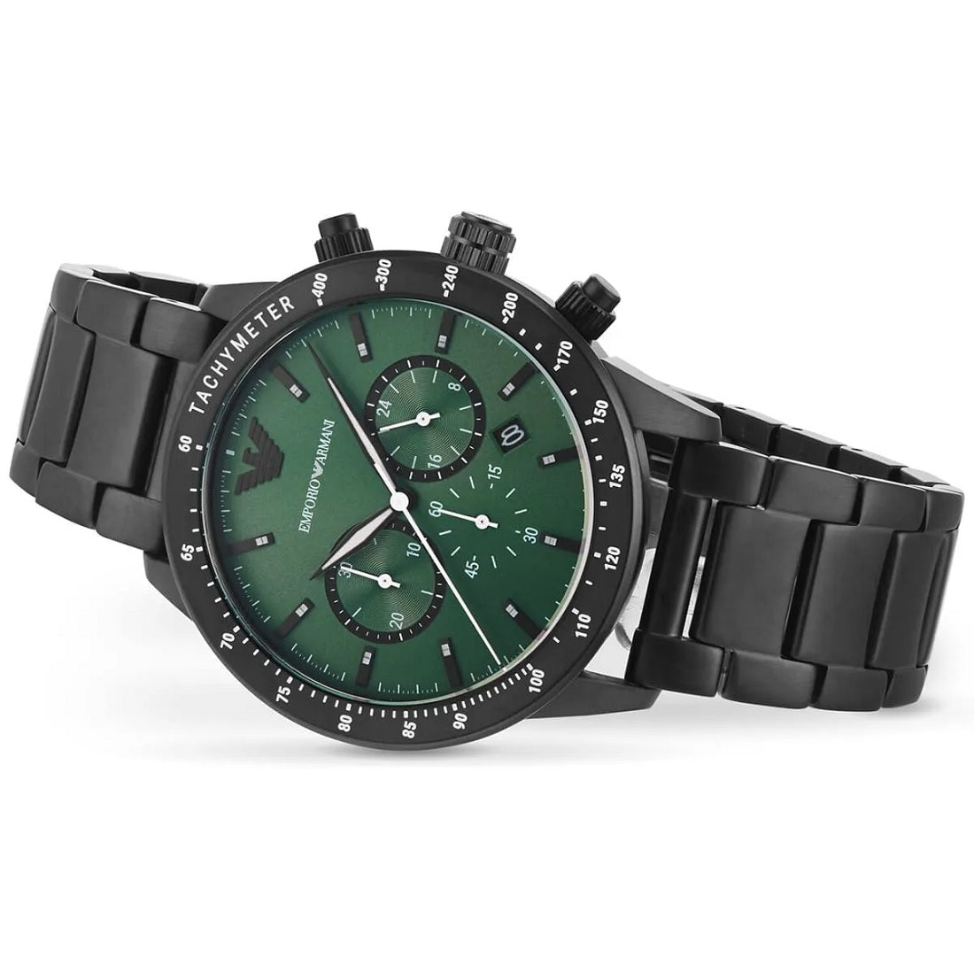 Emporio Armani AR11472 men’s watch with black strap and green dial