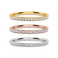 Essential eternity stacking ring set in gold rose gold and silver on white background