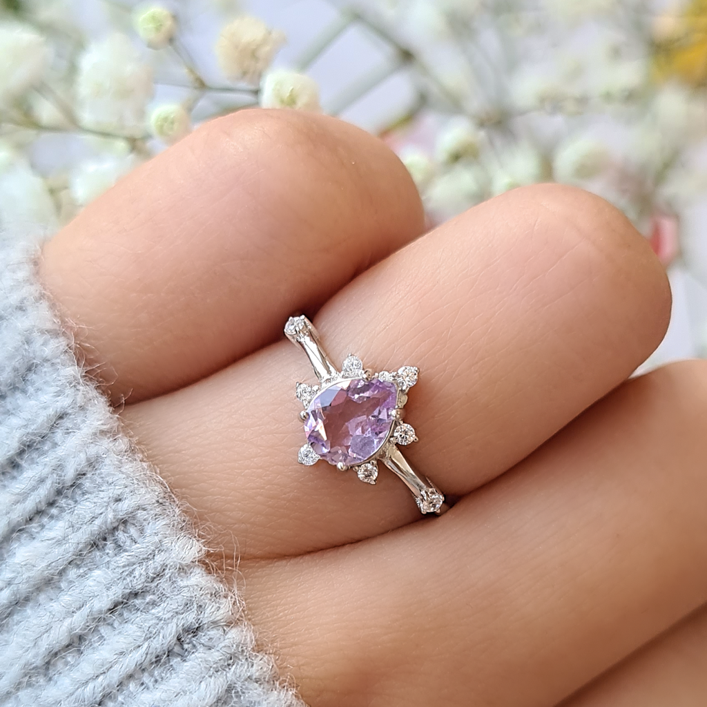 Estelle lavender amethyst ring in sterling silver styled image