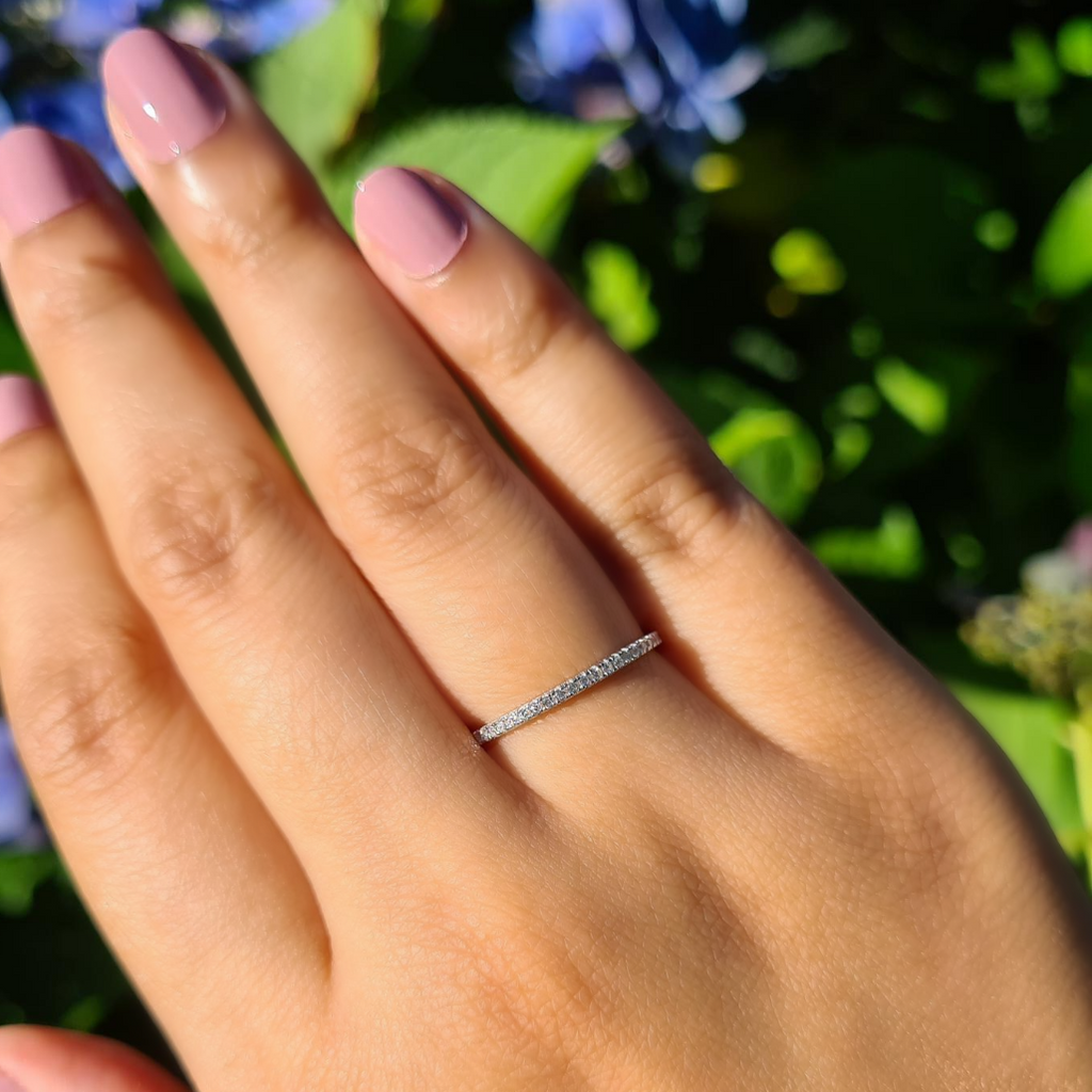 Slim full eternity ring in sterling silver styled image