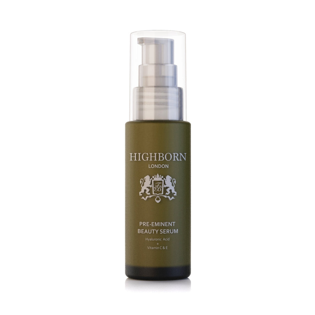 Highborn Pre-Eminent Beauty Serum jar on dark background