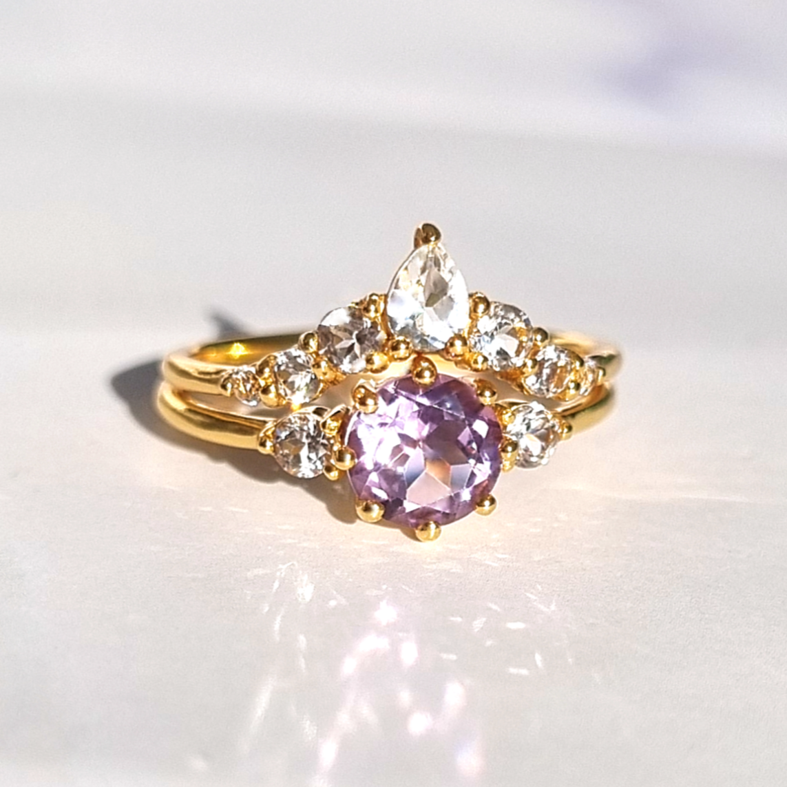 Selene lavender amethyst ring set in 18k gold vermeil product image