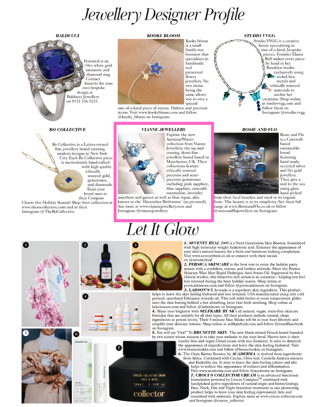 British Vogue December 2022 jewellery designer profile feature image for Vianne Jewellery