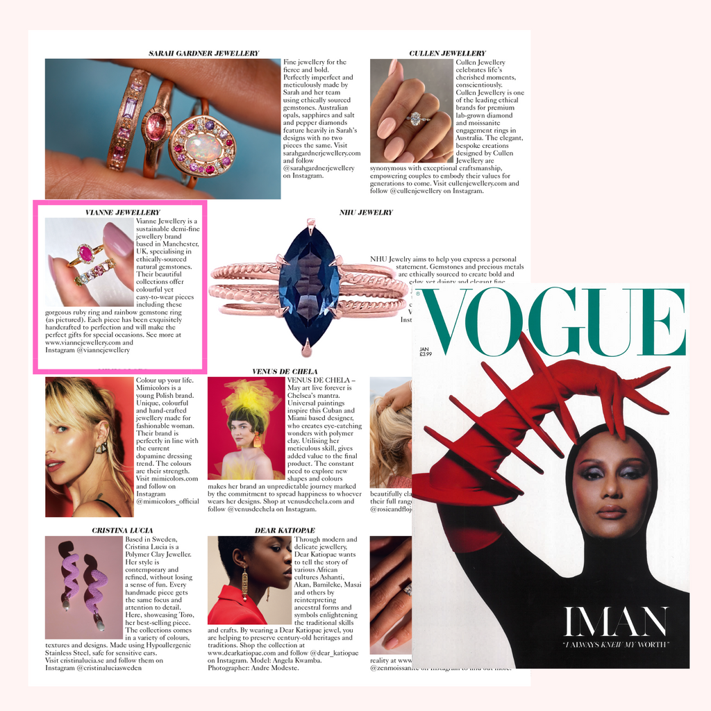 British Vogue January 2023 jewellery feature image for Vianne Jewellery