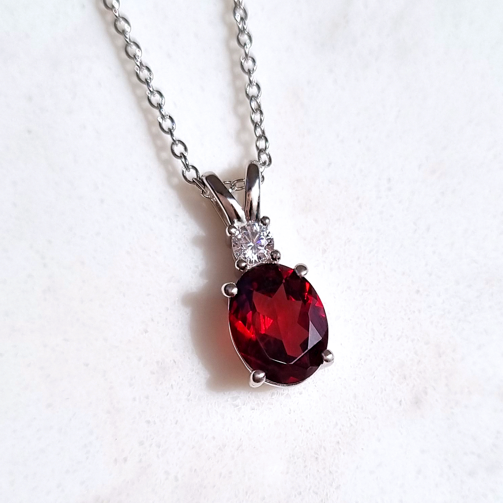 Garnet pendant necklace in sterling silver product image