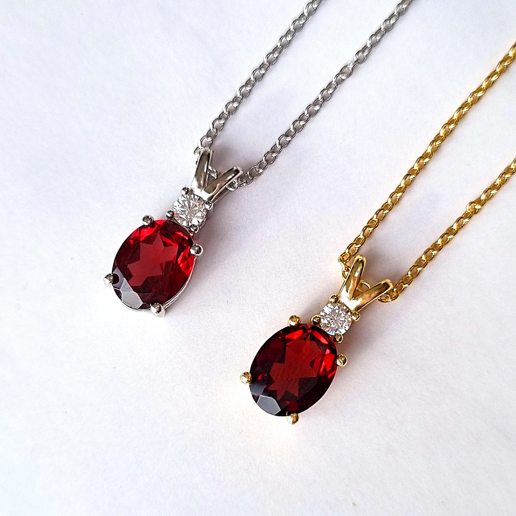 Garnet pendant necklaces in sterling silver and 18k gold vermeil group image