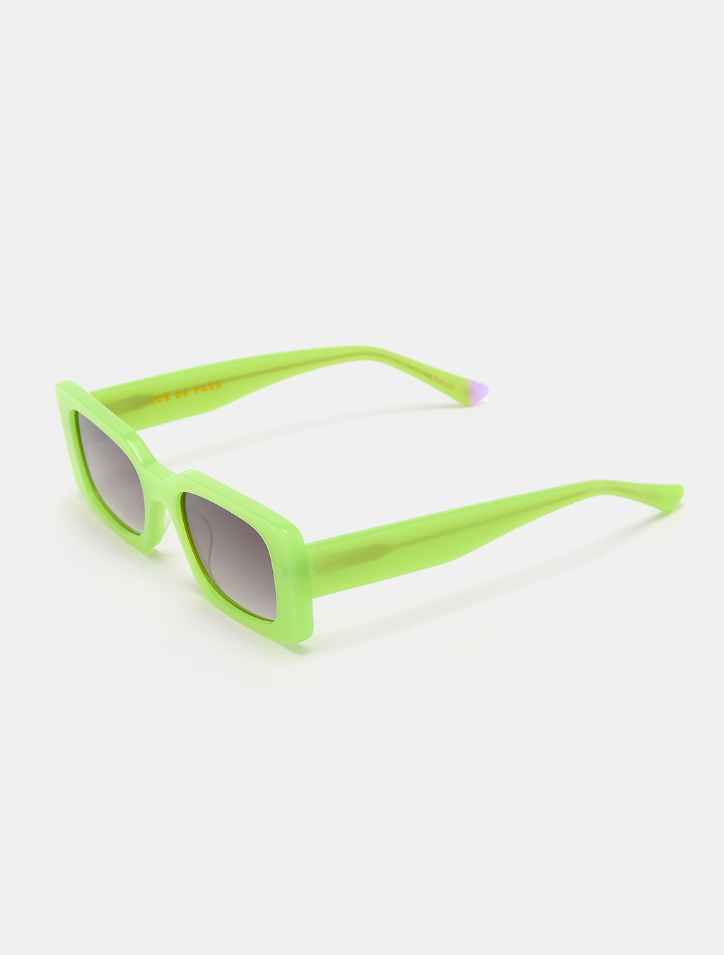 zoedepass Grace Neon Yellow rectangular sunglasses three-quarter product image