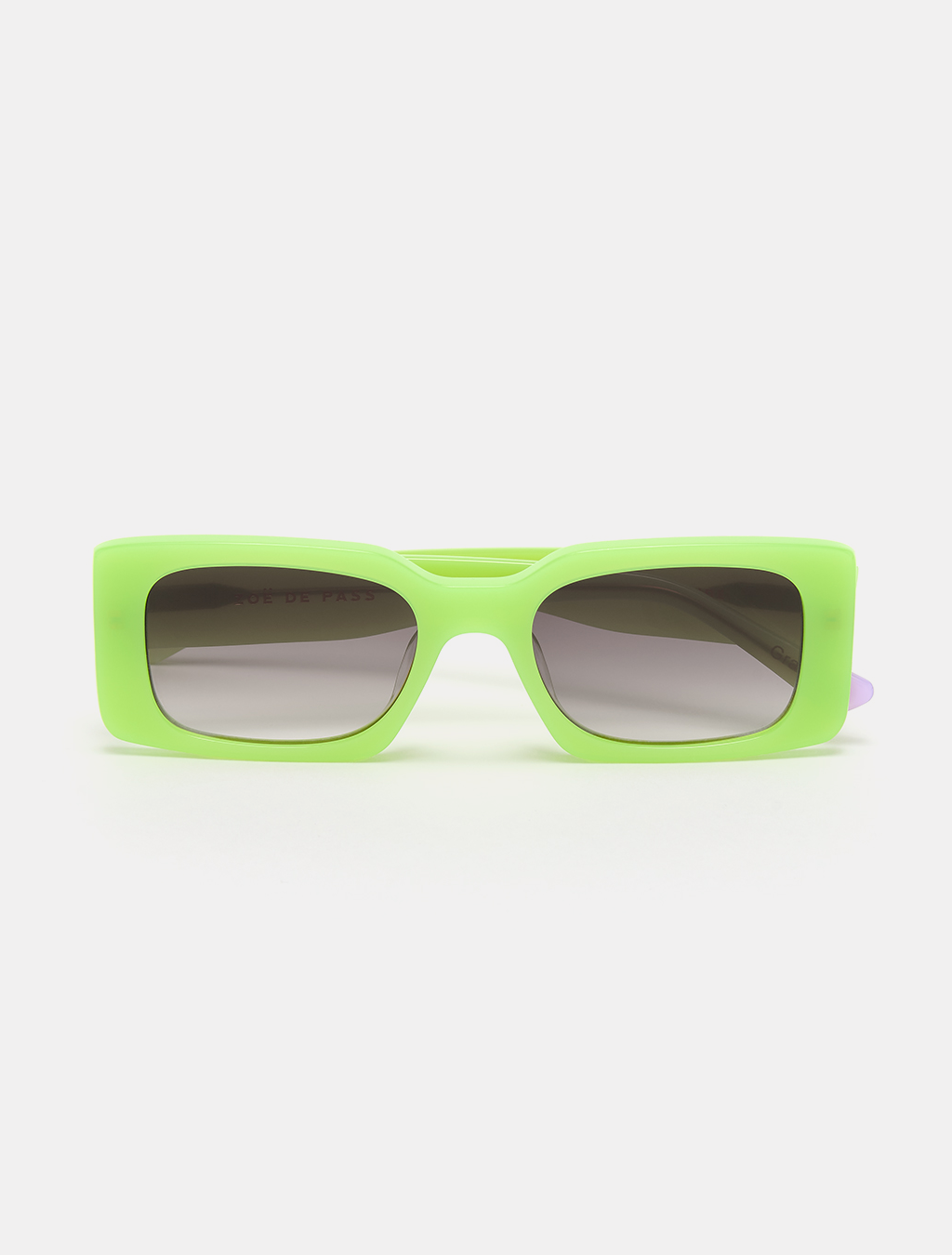 zoedepass Grace Neon Yellow rectangular sunglasses front product image