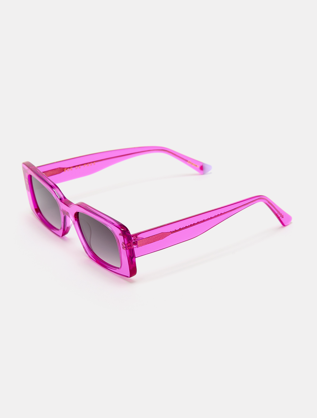 zoedepass Grace Fuchsia Pink rectangular sunglasses three-quarter product image