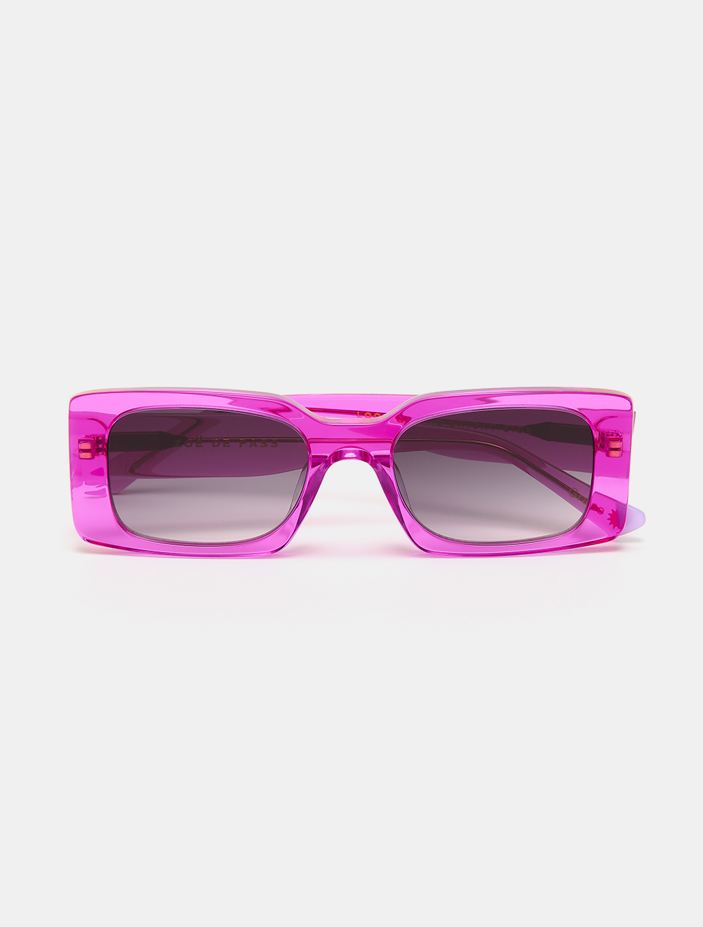 zoedepass Grace Fuchsia Pink rectangular sunglasses front product image