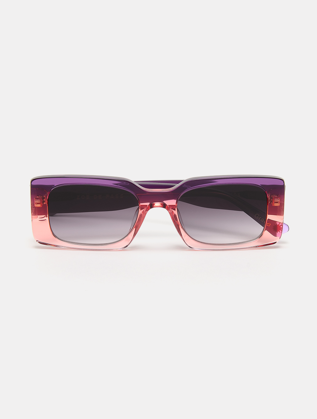 zoedepass Grace Sunset purple orange ombre rectangular sunglasses front product image