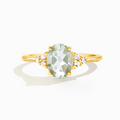 Green amethyst ring in 18k gold vermeil on white background