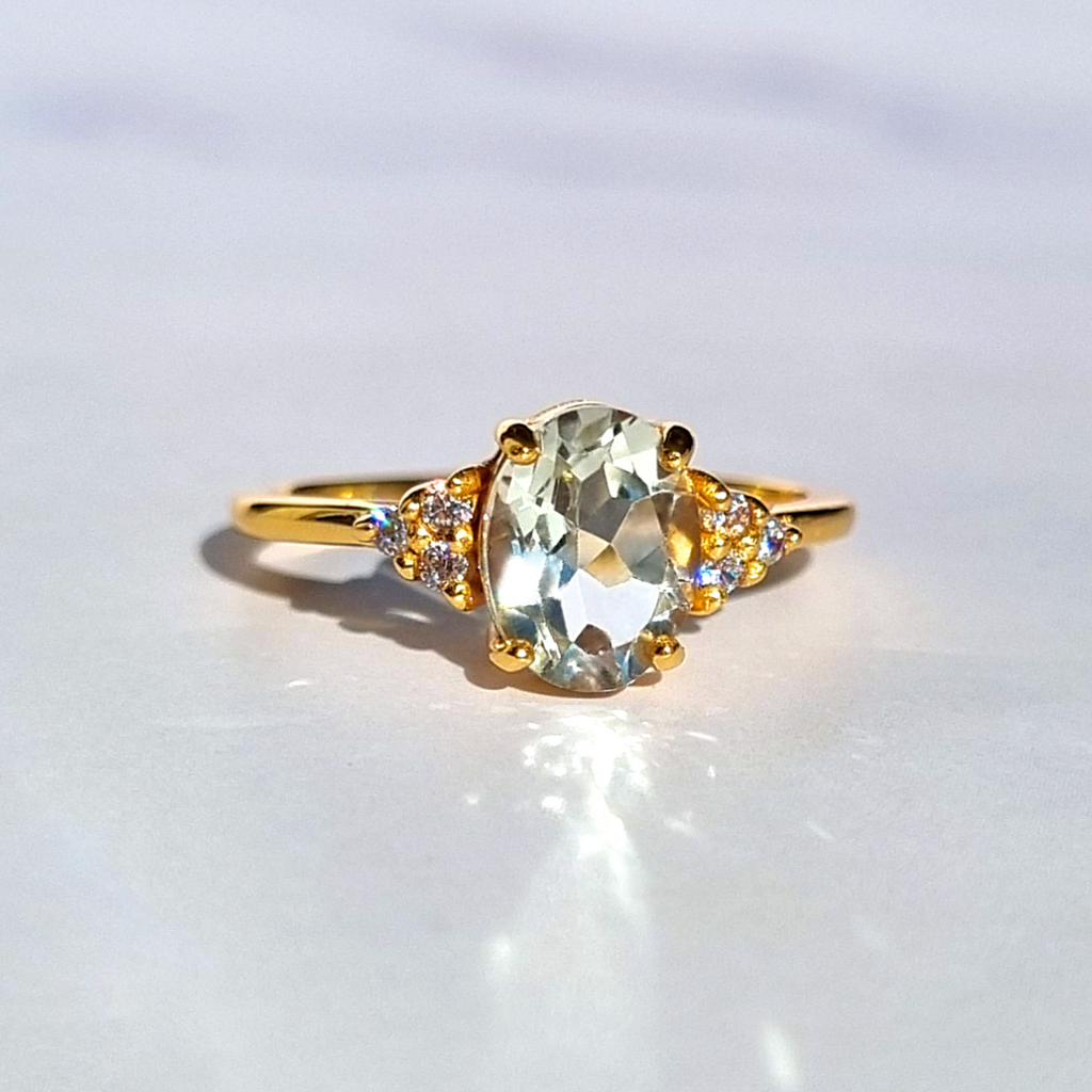 Green amethyst ring in gold vermeil product detail image