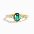 Green topaz and green tourmaline ring in 18k gold vermeil on white background