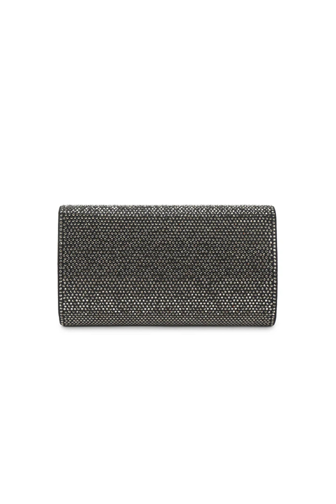 Aftershock London black crystal evening clutch bag close-up detail