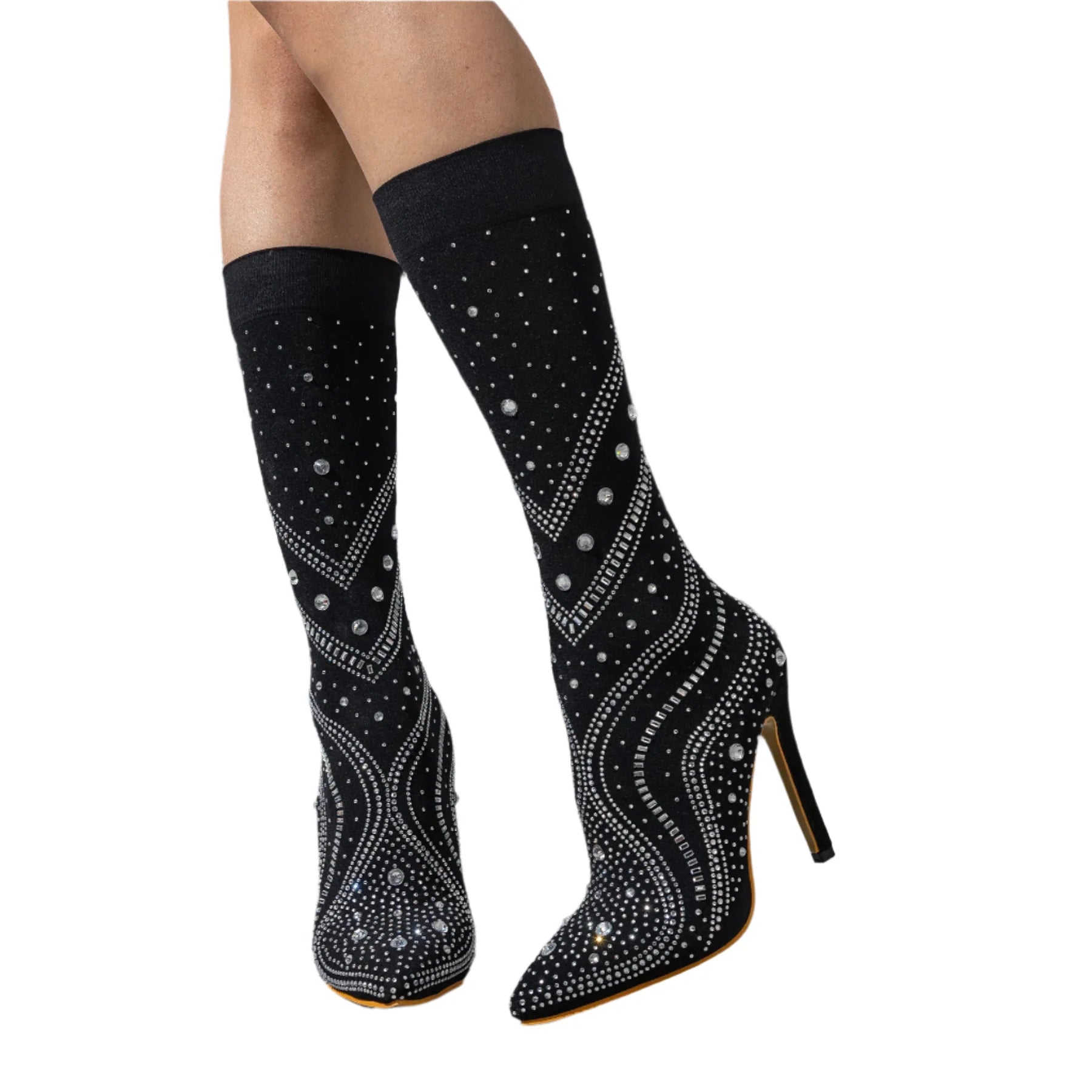 Kenike glossy pointed toe ankle boots side profile