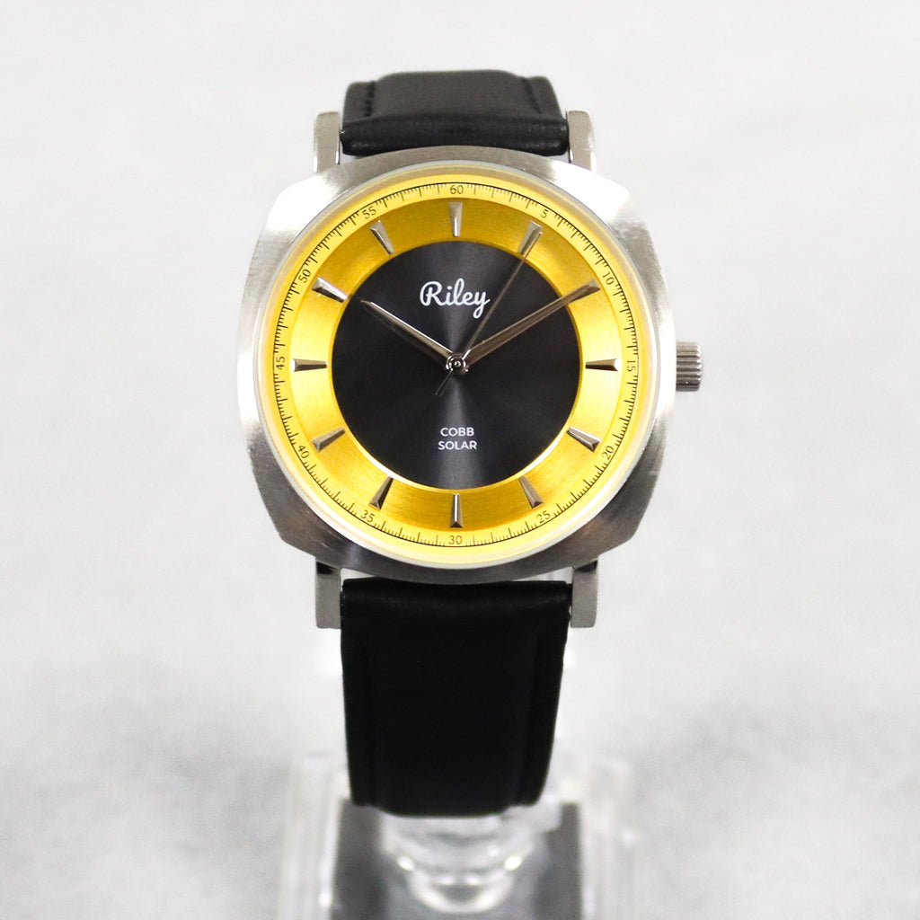 Riley Jerrie Cobb JC01 solar watch leather strap detail