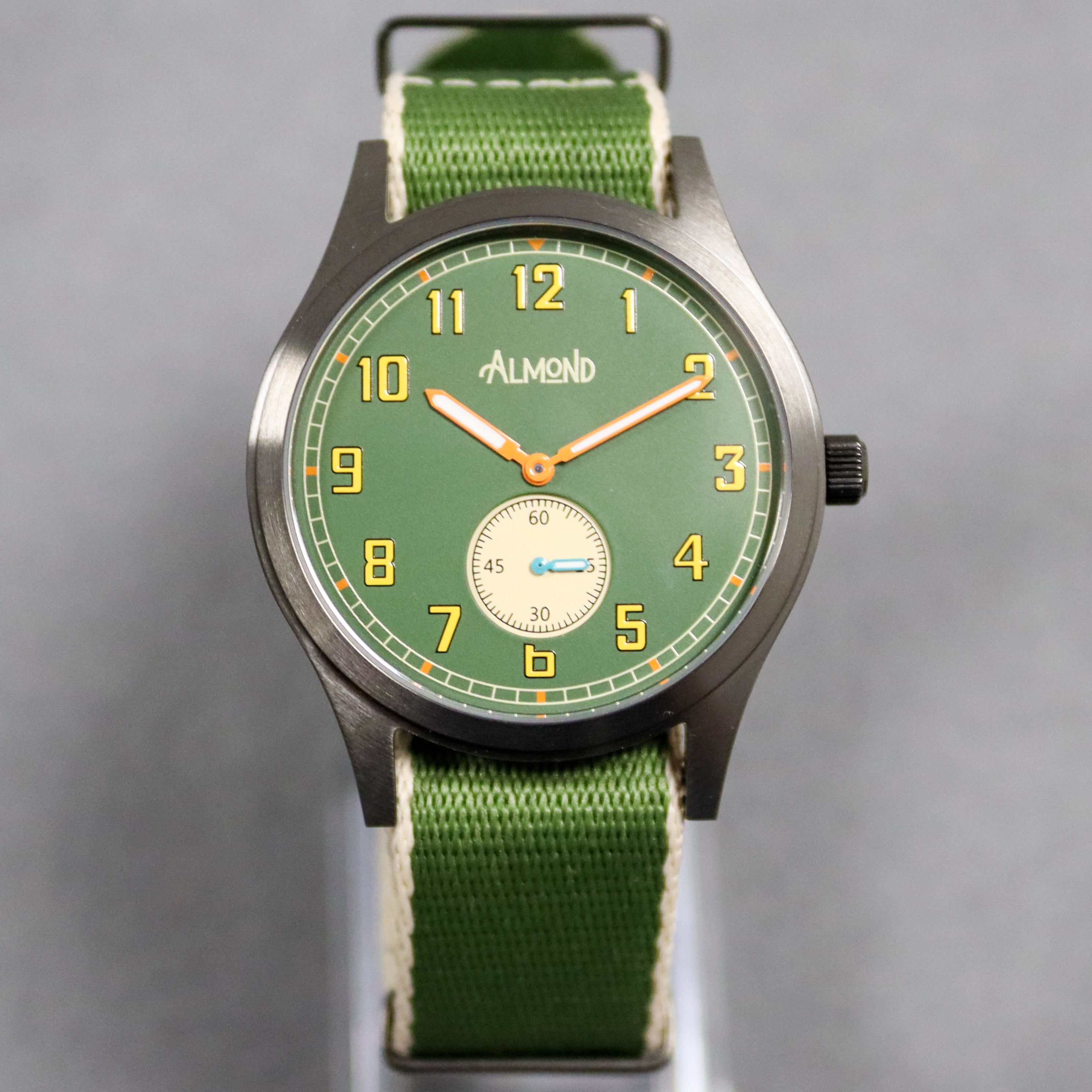 Riley Rifleman Field quartz watch dial and strap detail