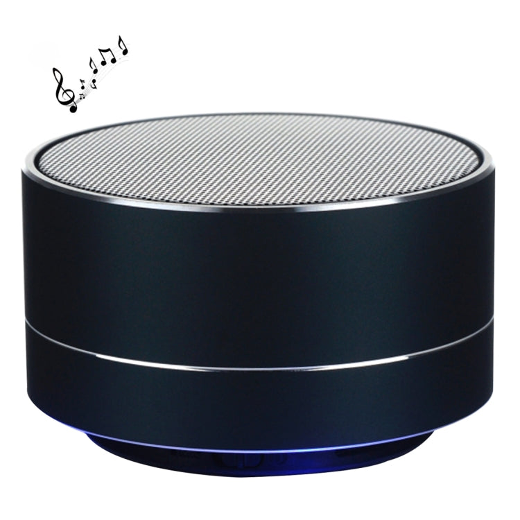 A10 mini Bluetooth speaker in black with built-in LED light