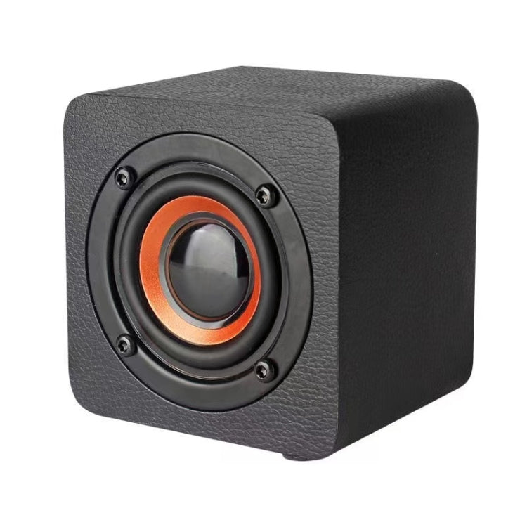 Q1 wooden mini Bluetooth speaker in black with portable design