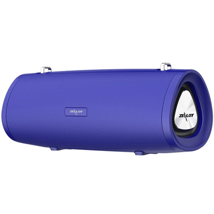 ZEALOT S38 portable Bluetooth speaker in blue with shoulder strap