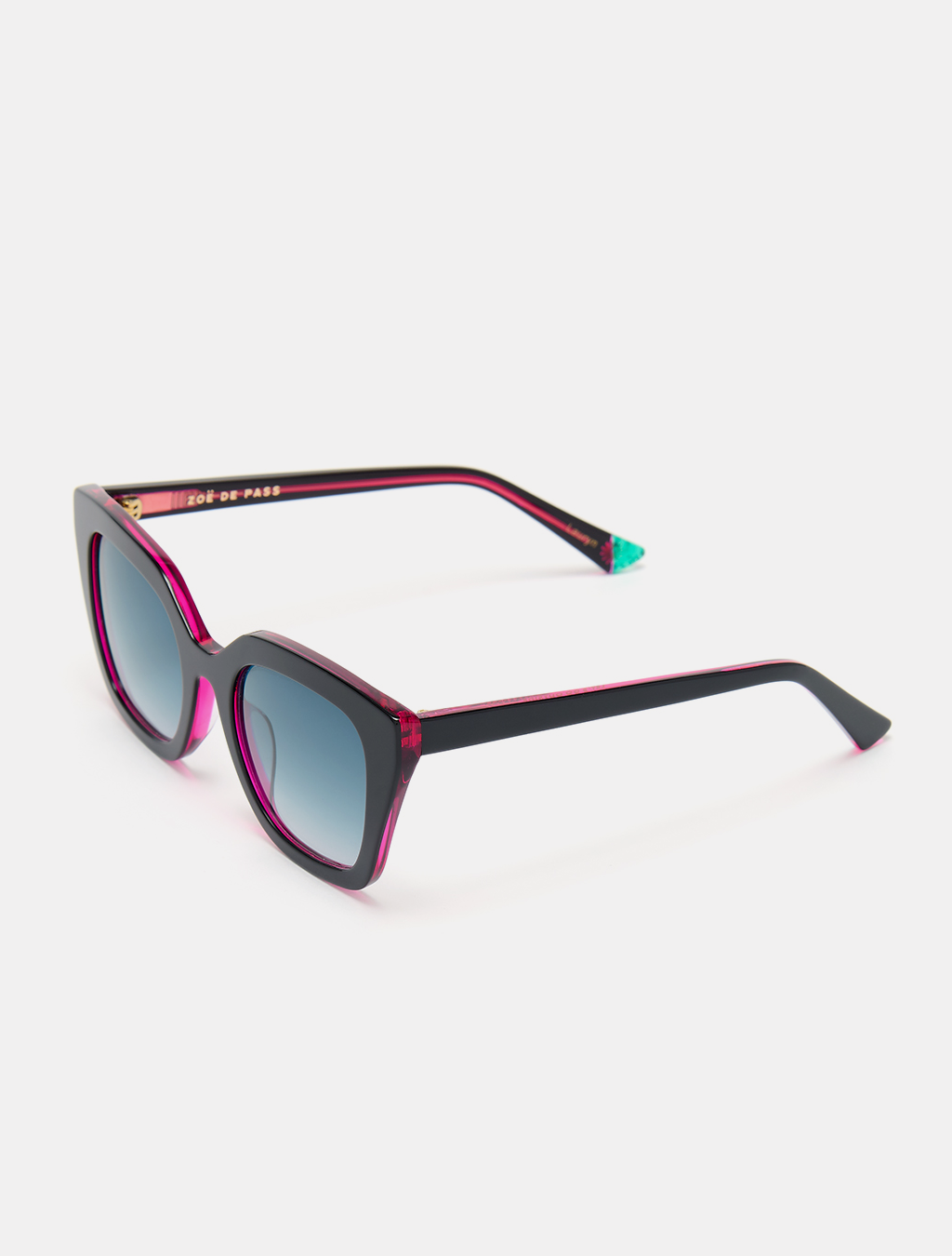 zoedepass Lauryn Black Pink cat-eye sunglasses three-quarter product image