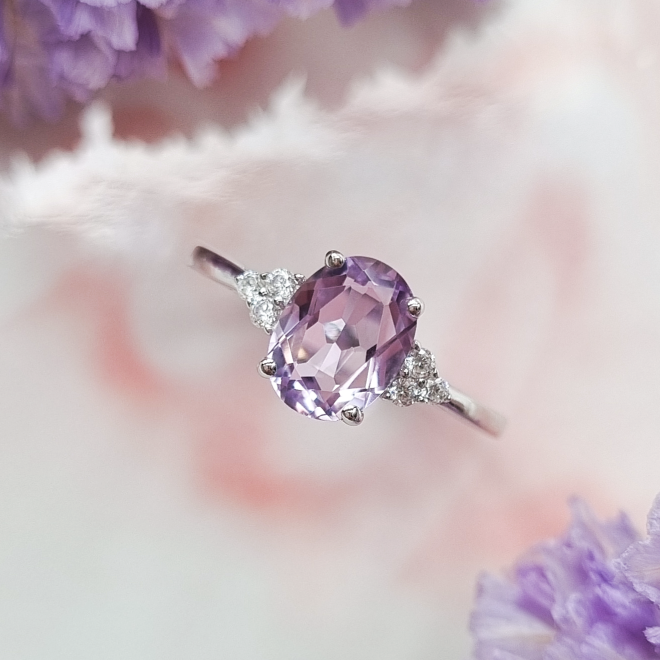 Lavender amethyst ring in sterling silver purple aesthetic image
