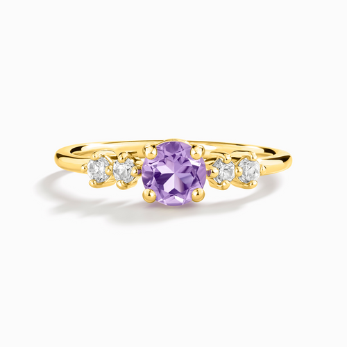 Vianne Jewellery lavender amethyst five-stone ring in 18k gold vermeil on white background