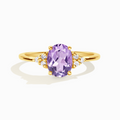 Lavender amethyst ring in 18k gold vermeil on white background