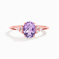 Lavender amethyst ring in 18k rose gold vermeil on white background