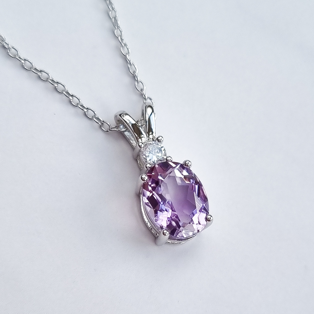 Lavender amethyst necklace in sterling silver cropped product image