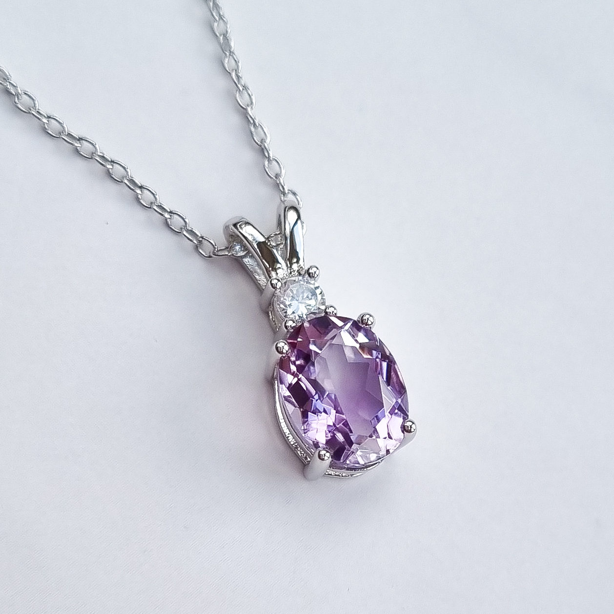 Lavender amethyst necklace in sterling silver cropped product image