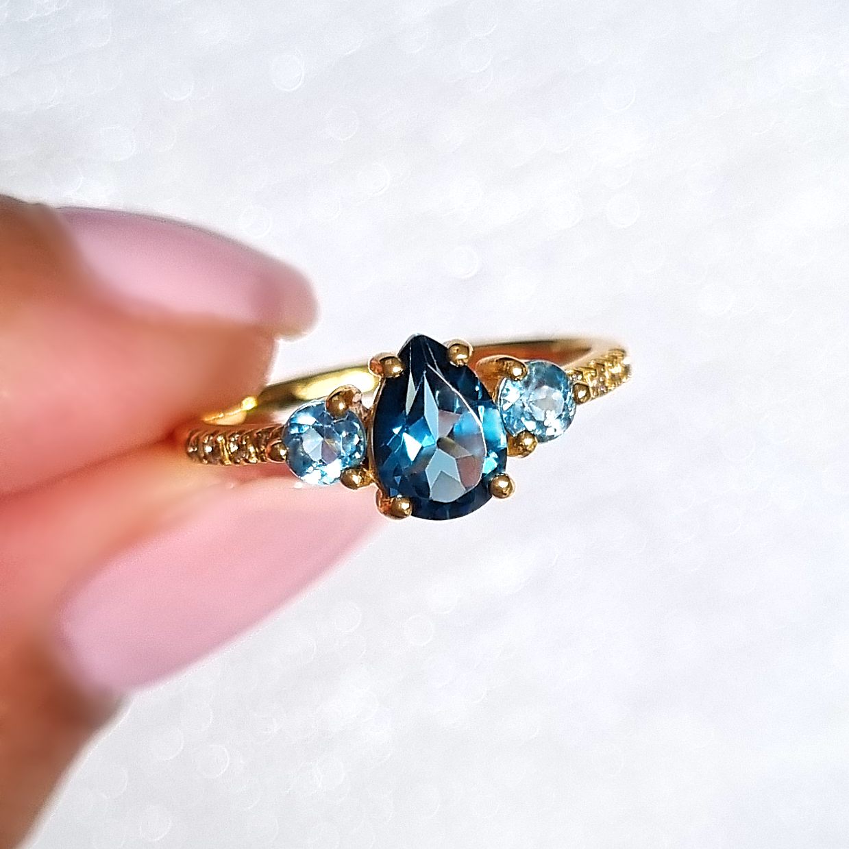 London blue and Swiss blue topaz ring in 18k gold vermeil product image