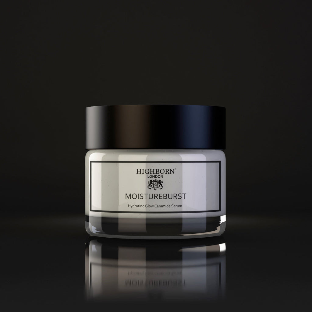 Highborn MOISTUREBURST Hydrating Glow Serum on black background