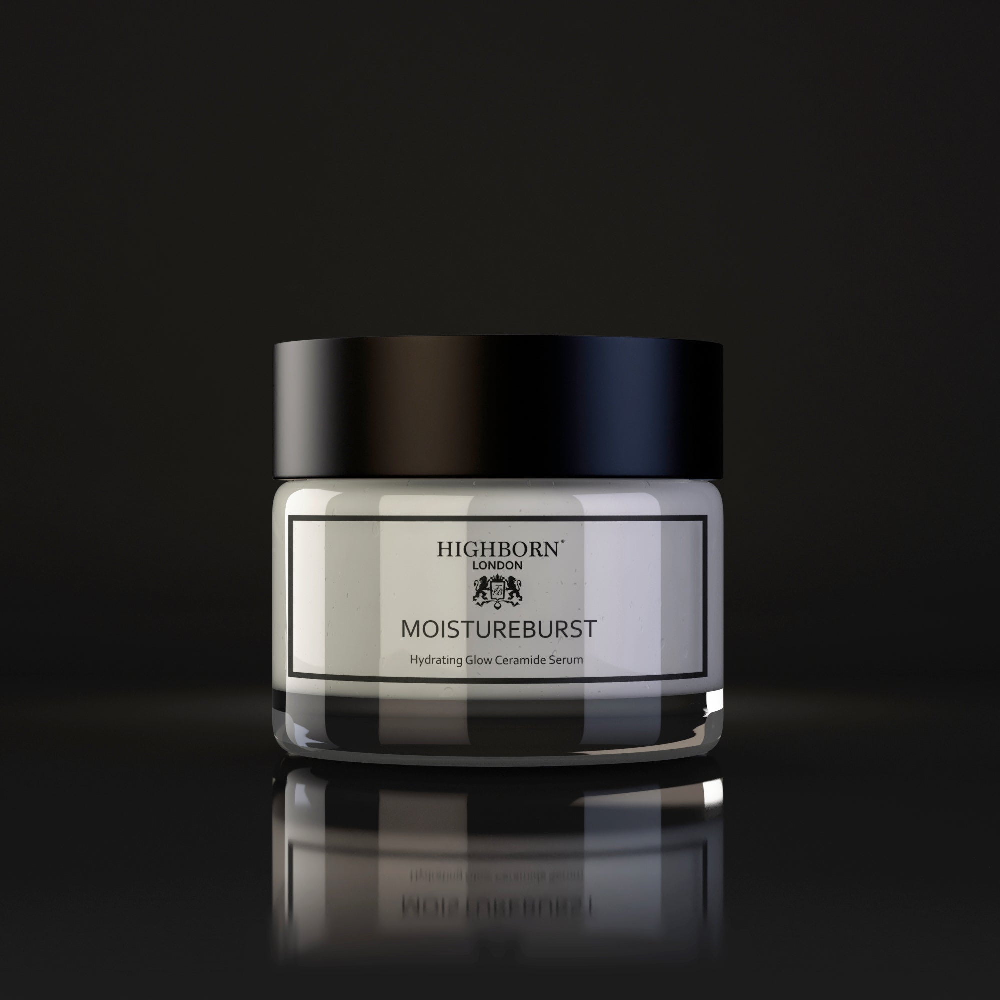 Highborn MOISTUREBURST Hydrating Glow Serum on black background
