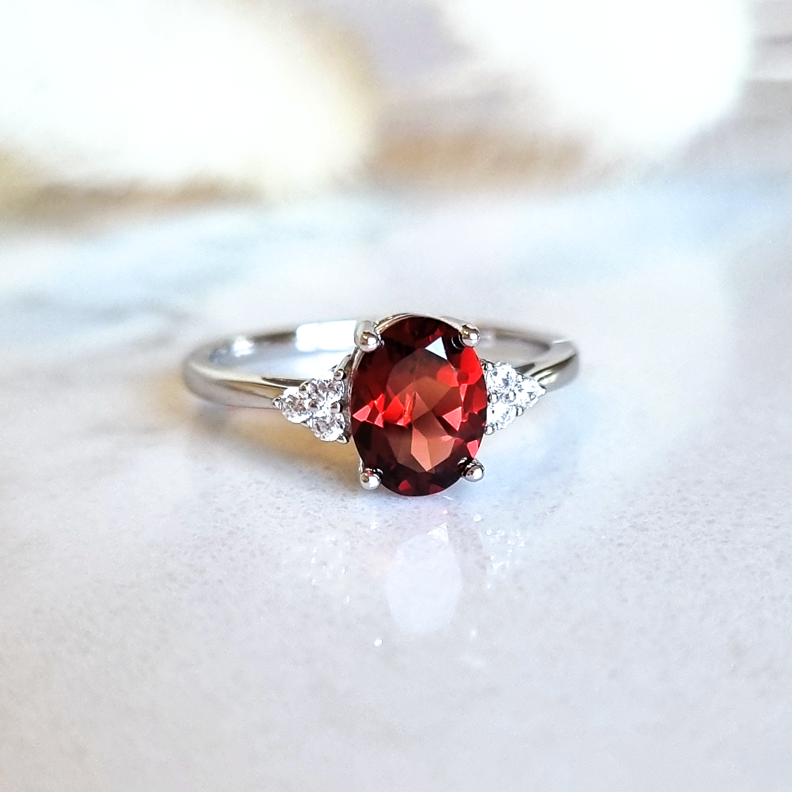 Garnet ring in sterling silver main product image