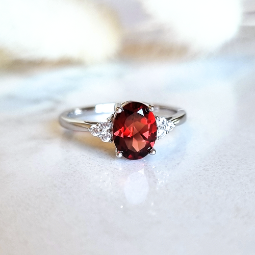 Garnet ring in sterling silver main product image