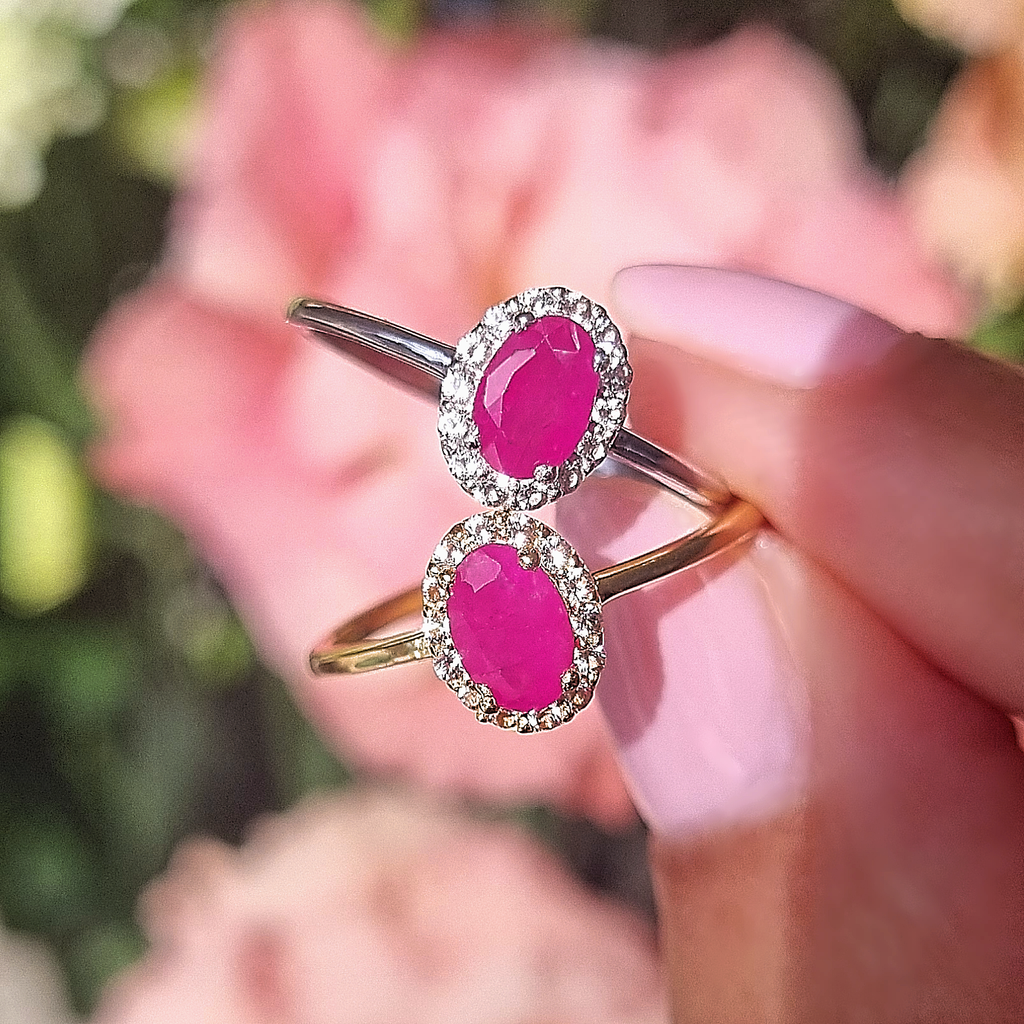 Natural ruby rings in sterling silver and 18k gold vermeil group image