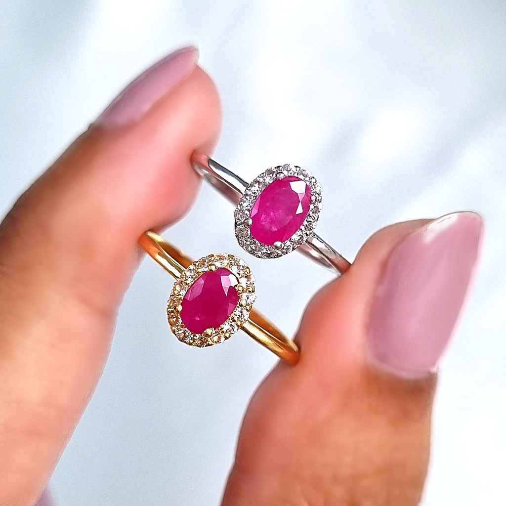 Ruby rings in sterling silver and 18k gold vermeil group product image