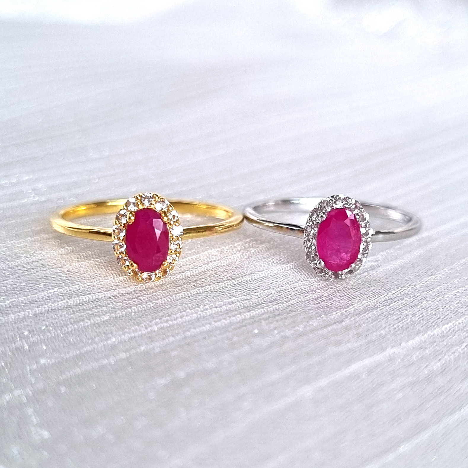 Natural ruby rings in sterling silver and 18k gold vermeil group image
