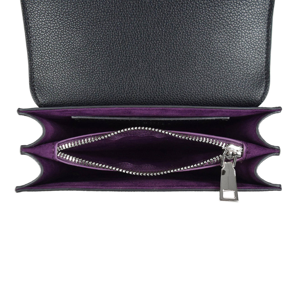 Luna Charles Nova black silver vegan leather crossbody bag side view