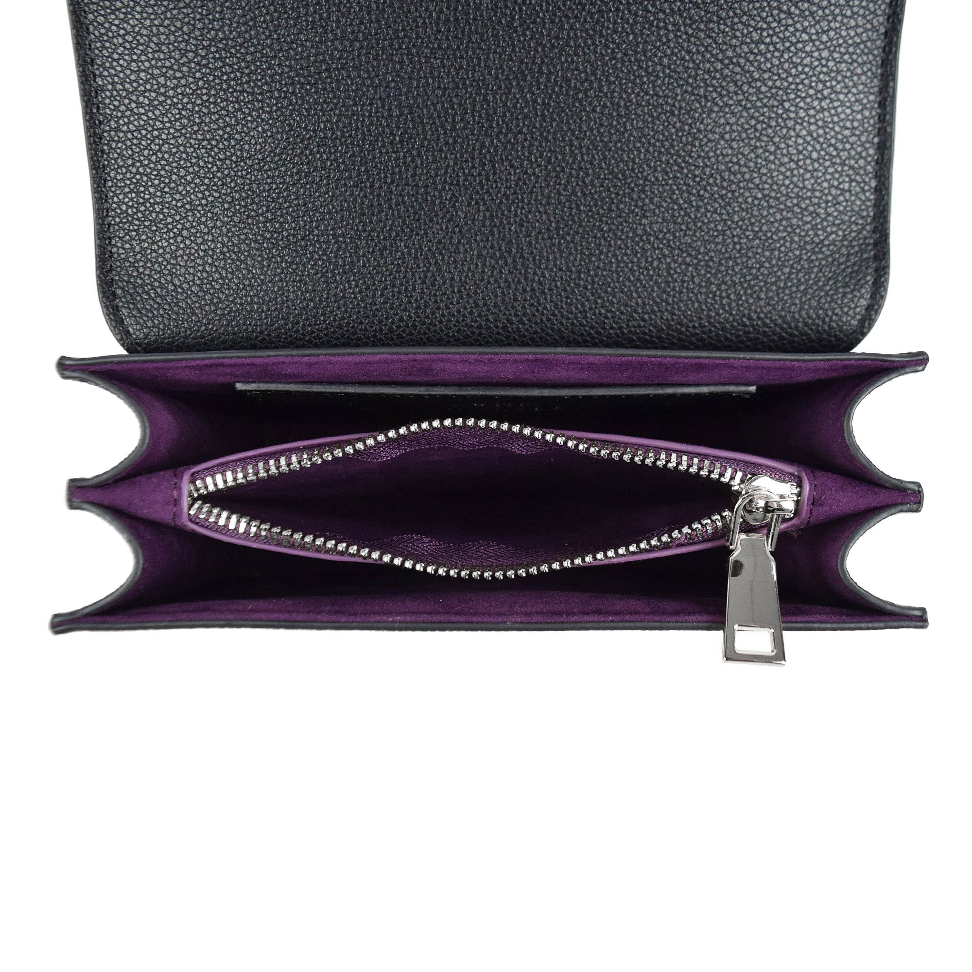 Luna Charles Nova black silver vegan leather crossbody bag side view