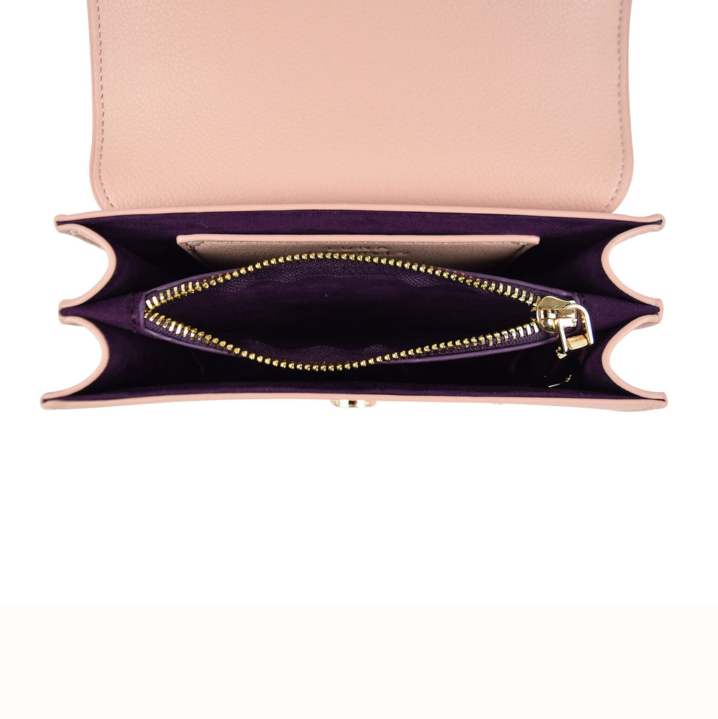 Luna Charles Nova pink vegan leather crossbody bag inner compartment detail