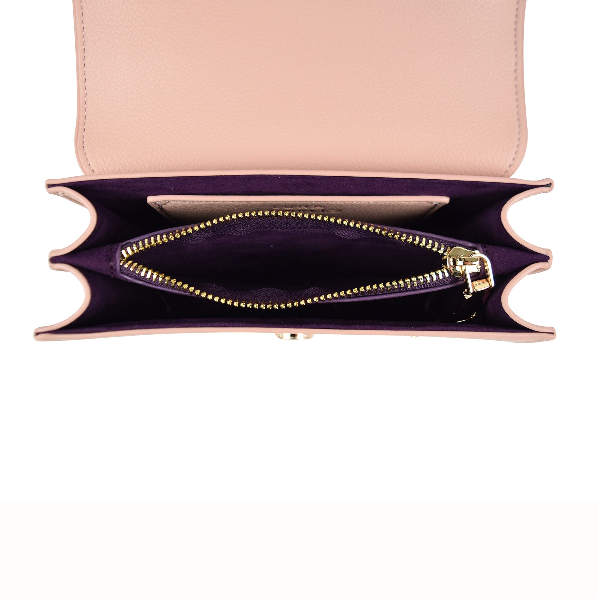 Luna Charles Nova pink vegan leather crossbody bag inner compartment detail