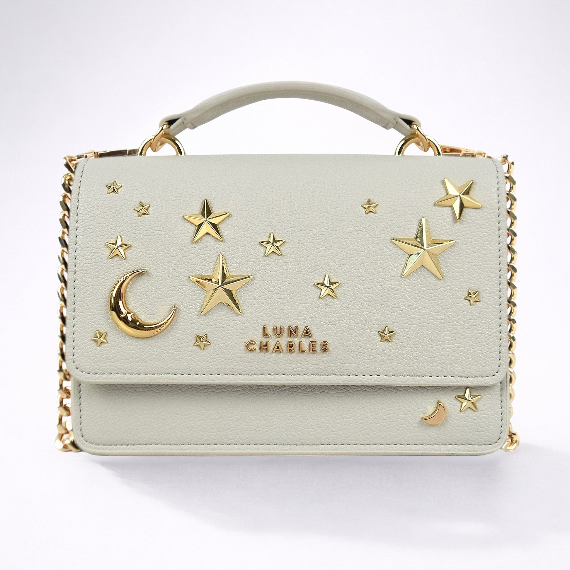 Luna Charles Nova star studded crossbody bag in grey and gold main product image