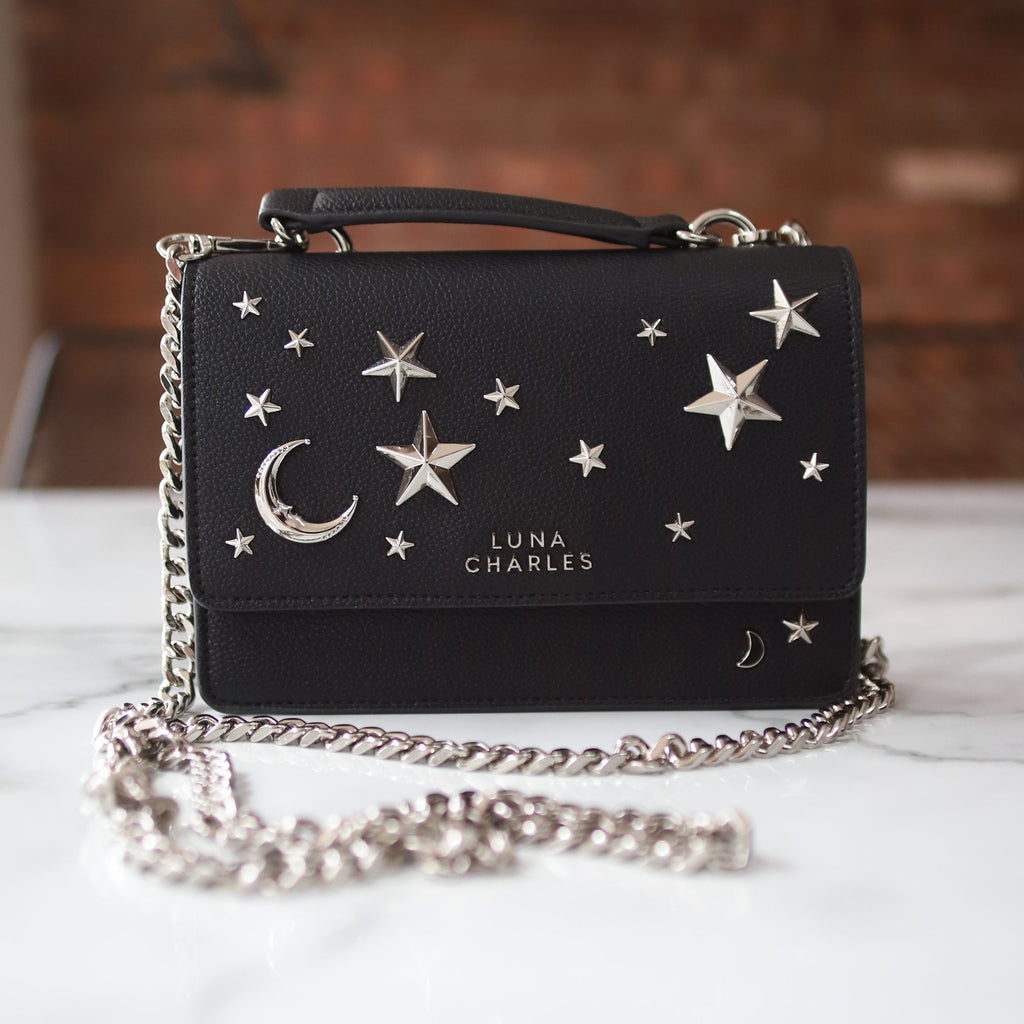 Luna Charles Nova black and silver crossbody bag lifestyle detail image