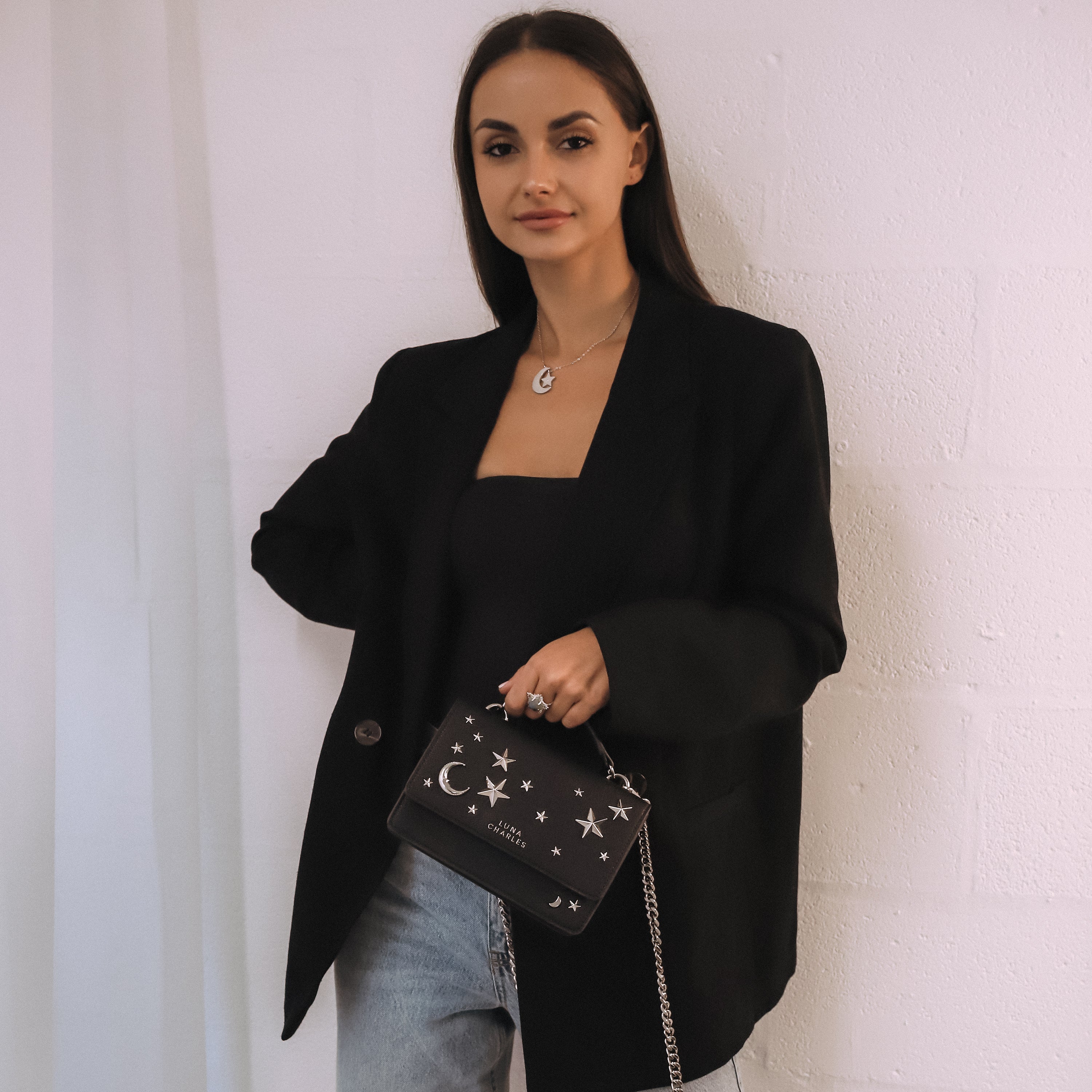 Luna Charles Nova black and silver crossbody bag product detail image