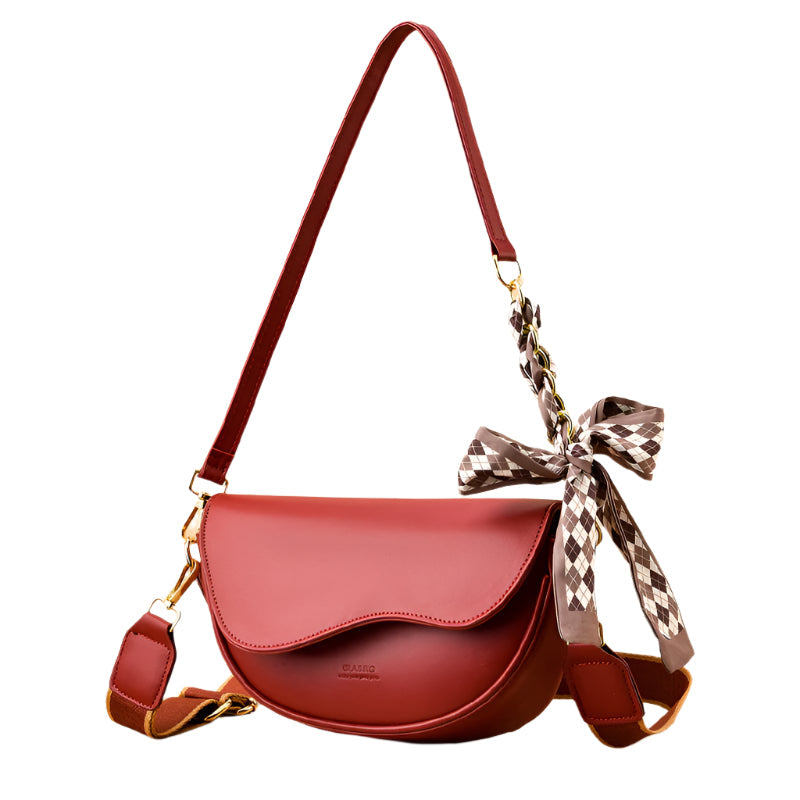 Kenike light luxury wine red underarm saddle bag variant