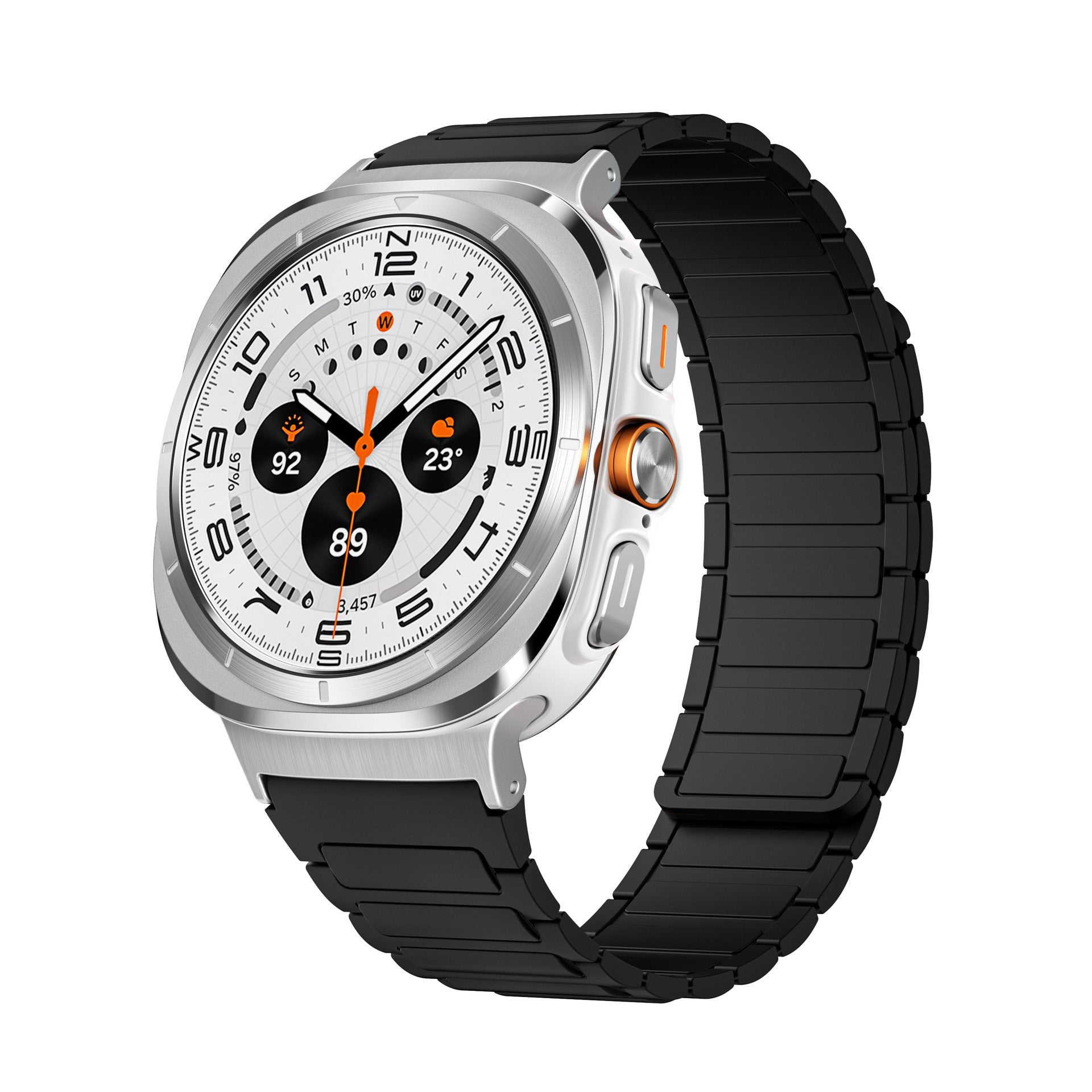 Kenike silicone magnetic watch strap black orange variant