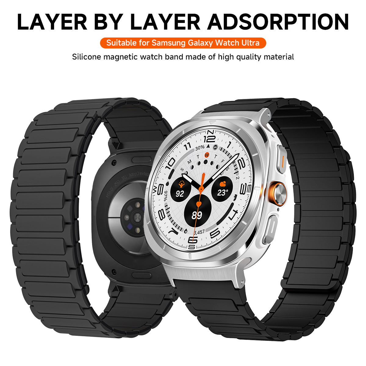 Kenike silicone magnetic two-colour watch strap black variant